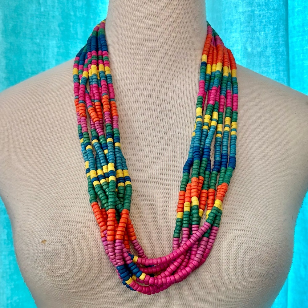 Vintage Multi-strand Colourful Beaded Necklace